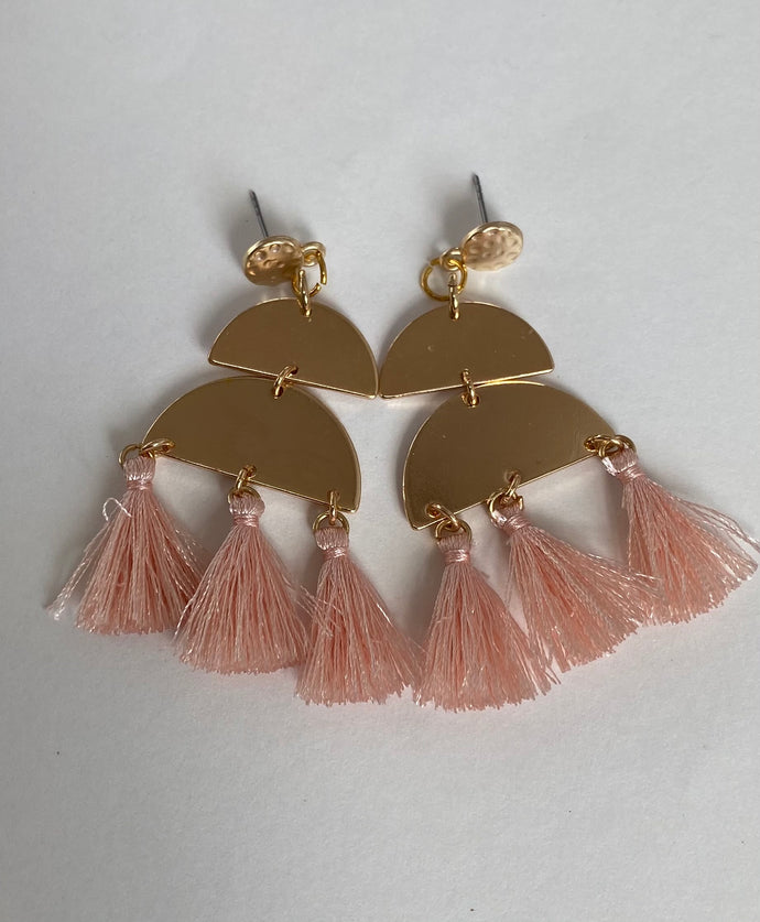 Stacked Moon Tassel Earrings