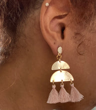 Load image into Gallery viewer, Stacked Moon Tassel Earrings
