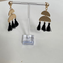 Load image into Gallery viewer, Stacked Moon Tassel Earrings
